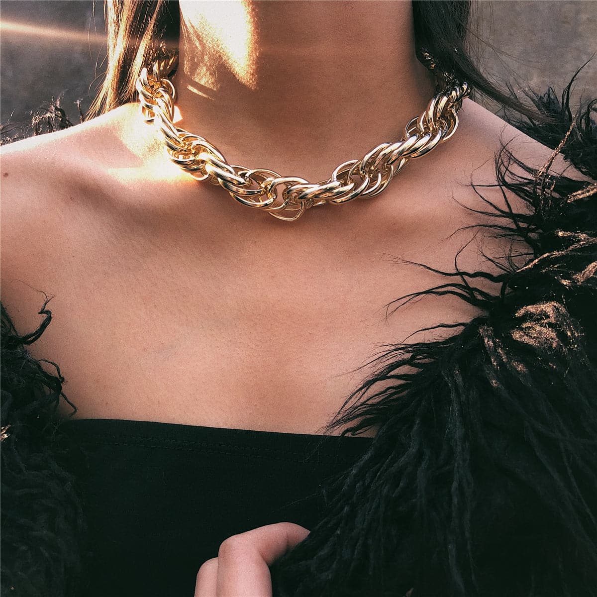 18K Gold-Plated Twine Rope-Chain Choker Necklace