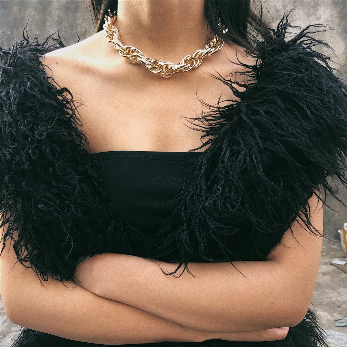 18K Gold-Plated Twine Rope-Chain Choker Necklace