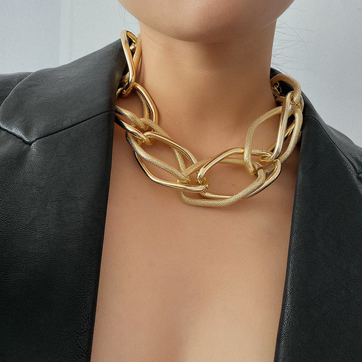 18K Gold-Plated Chunky Double Wavy Cable Chain Necklace
