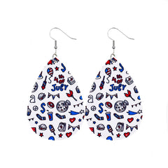 White & Blue Polystyrene '4Th Of July' Party Drop Earrings