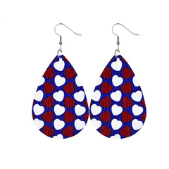 Blue & White Polystyrene Heart Teardrop Drop Earrings