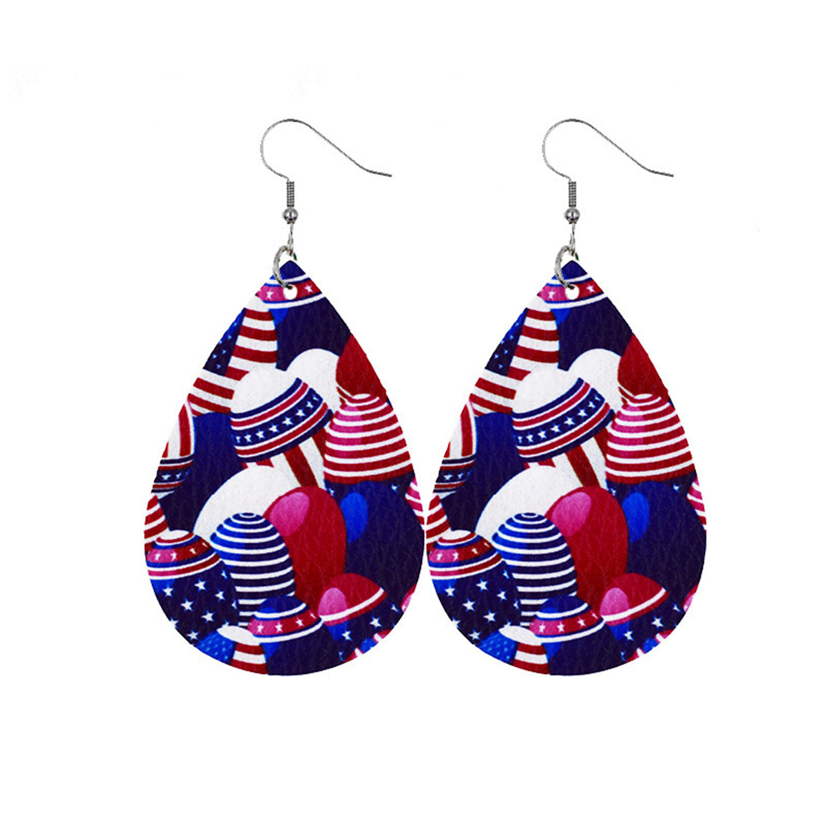 Navy & Red Polystyrene Balloon Teardrop Drop Earrings