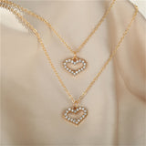 Cubic Zirconia & 18k Gold-Plated Open Heart Pendant Layered Necklace