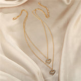 Cubic Zirconia & 18k Gold-Plated Open Heart Pendant Layered Necklace