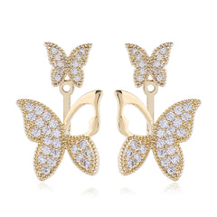 Cubic Zirconia & 18K Gold-Plated Cutout Butterfly Ear Jackets