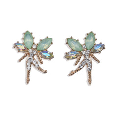 Green Crystal & Cubic Zirconia Fairy Stud Earrings
