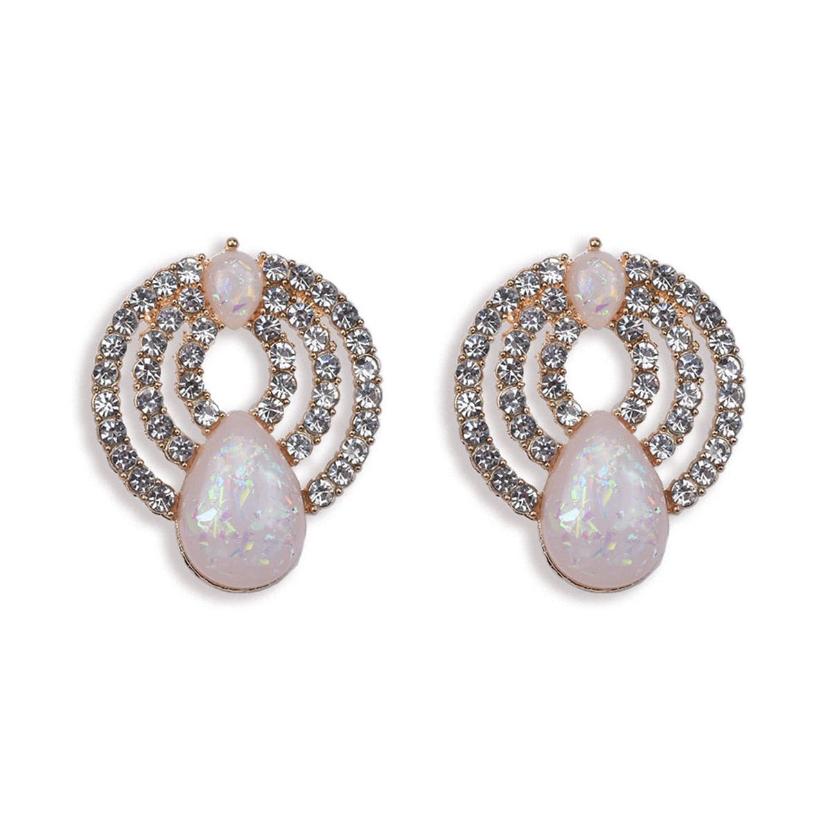 Resin & Cubic Zirconia 18K Gold-Plated Layer Drop Stud Earrings
