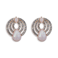 Resin & Cubic Zirconia 18K Gold-Plated Layer Drop Stud Earrings
