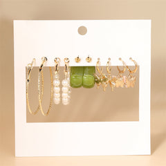 Pearl & Resin 18K Gold-Plated Butterfly Huggie Earring Set