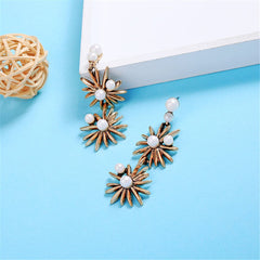 Pearl & 18K Gold-Plated Linking Star Drop Earrings