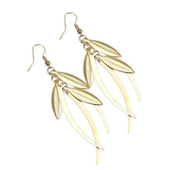 18k Gold-Plated Leaves Drop Earrings - streetregion