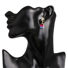 Cubic Zirconia & Blue Crystal Ombré Princess-Cut Drop Earrings