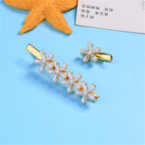 Imitation Pearl & 18k Gold-Plated Flower Hair Clip Set