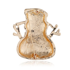 Red & 18K Gold-Plated Snowman Brooch