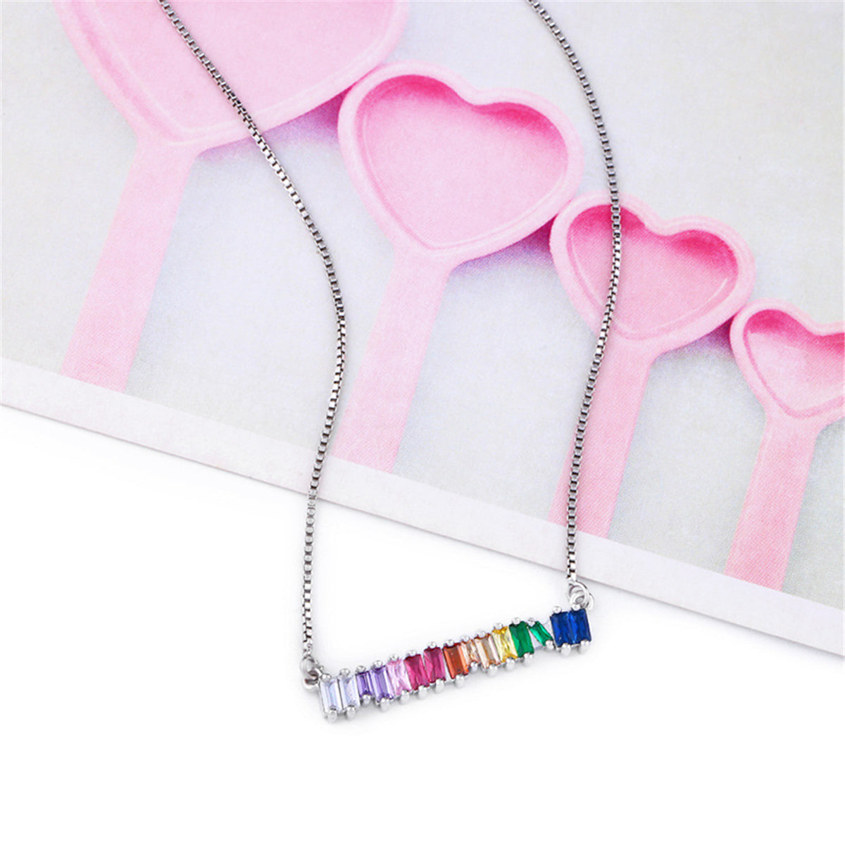 Crystal & Silver-Plated Bar Pendant Necklace