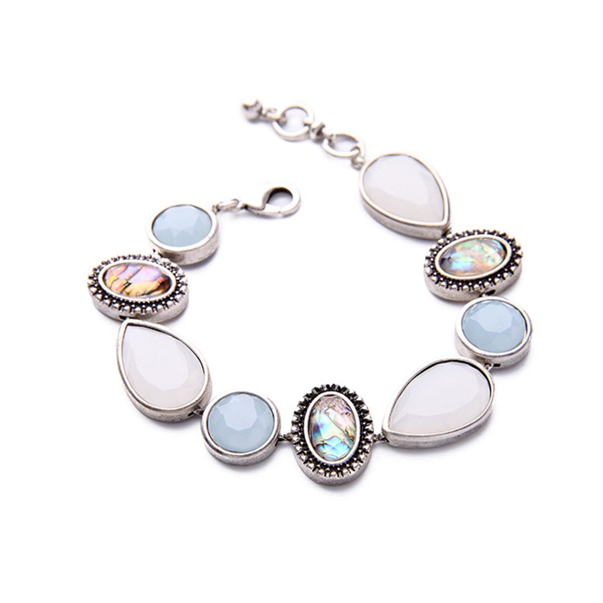 Abalone Shell & Resin Round Cut Bezel Tennis Bracelet