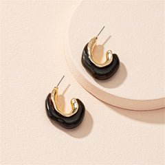 Dark Brown Resin & 18K Gold-Plated Irregular Curve Drop Earrings