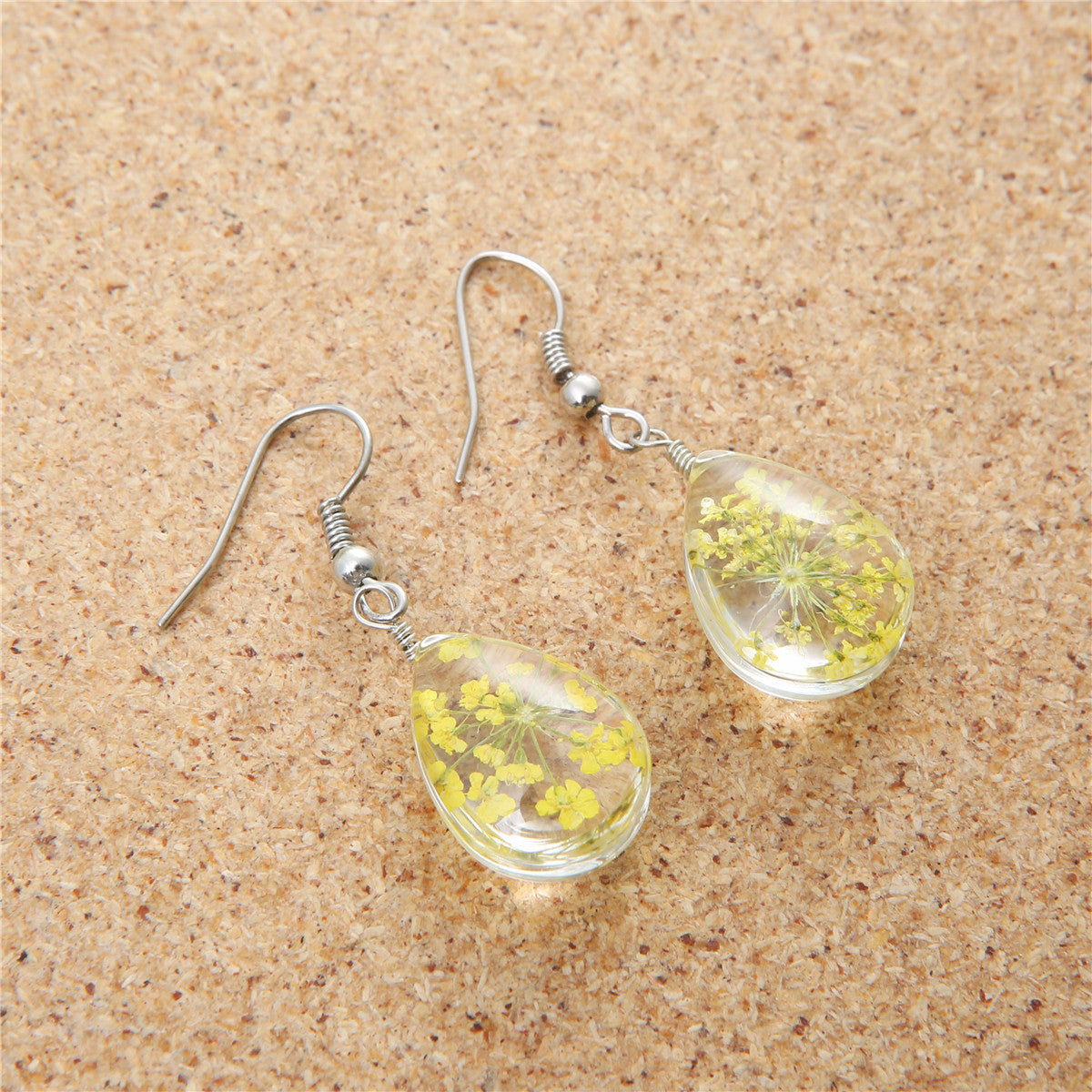 Yellow Baby'S-Breath Drop Earrings