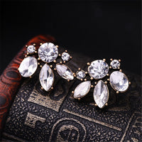 White Crystal & 18k Gold-Plated Floral Stud Earrings