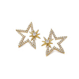 Cubic Zirconia & 18k Gold-Plated Open Star Sun Stud Earrings