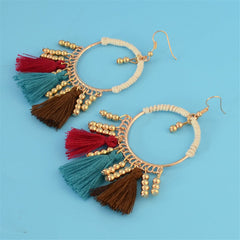 Chic 18K gold-plated hoop earrings embellished with colorful tassels, ideal for elevating your fashion statement.