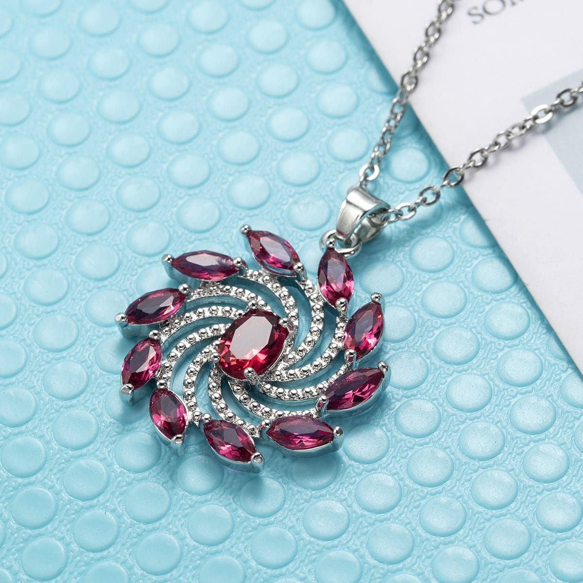 Purple Crystal & Silver-Plated Vortex Pendant Necklace