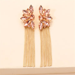 Champagne Crystal & Cubic Zirconia Floral Tassel Drop Earrings