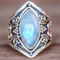 Moonstone & Silver-Plated Pear-Cut Ring