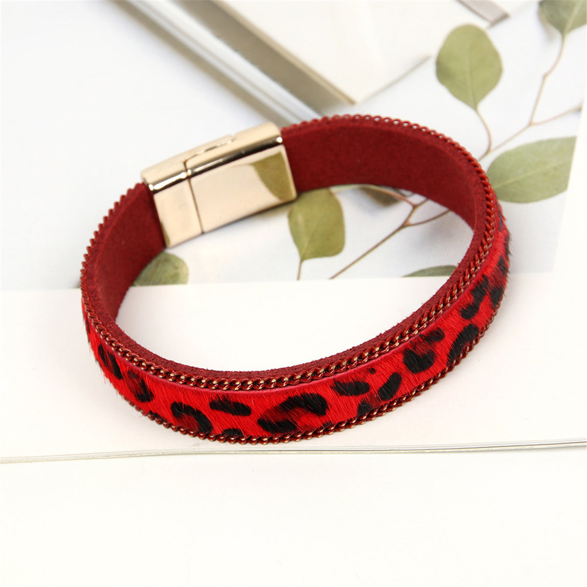 18K Gold-Plated & Red Leopard Bracelet