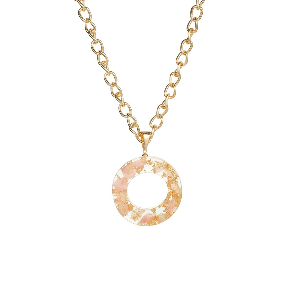 Pink & 18K Gold-Plated Floral Alphabet O Pendant Necklace
