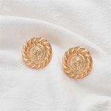 18k Gold-Plated Lion Round Stud Earrings