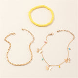 Polymer Clay & 18K Gold Plated Butterfly Station Anklet Set