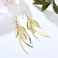 18k Gold-Plated Leaves Drop Earrings - streetregion