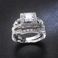 Crystal & Cubic Zirconia Openwork Princess-Cut Ring