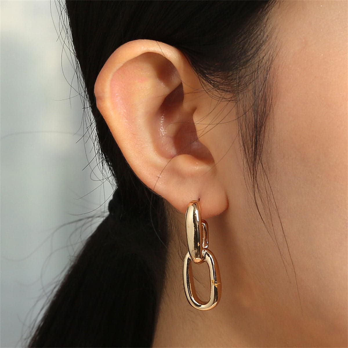 18K Gold-Plated Interlocked Cable Chain Drop Earrings
