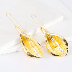 18K Gold-Plated Leaf Drop Earrings