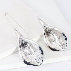 Silver-Plated Leaf Drop Earrings