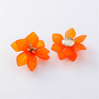 Orange Acrylic & 18k Gold-Plated Floral Stud Earrings
