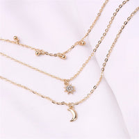 Cubic Zirconia & 18k Gold-Plated Stars Moon Layered Necklace