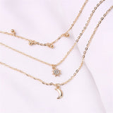 Cubic Zirconia & 18k Gold-Plated Stars Moon Layered Necklace