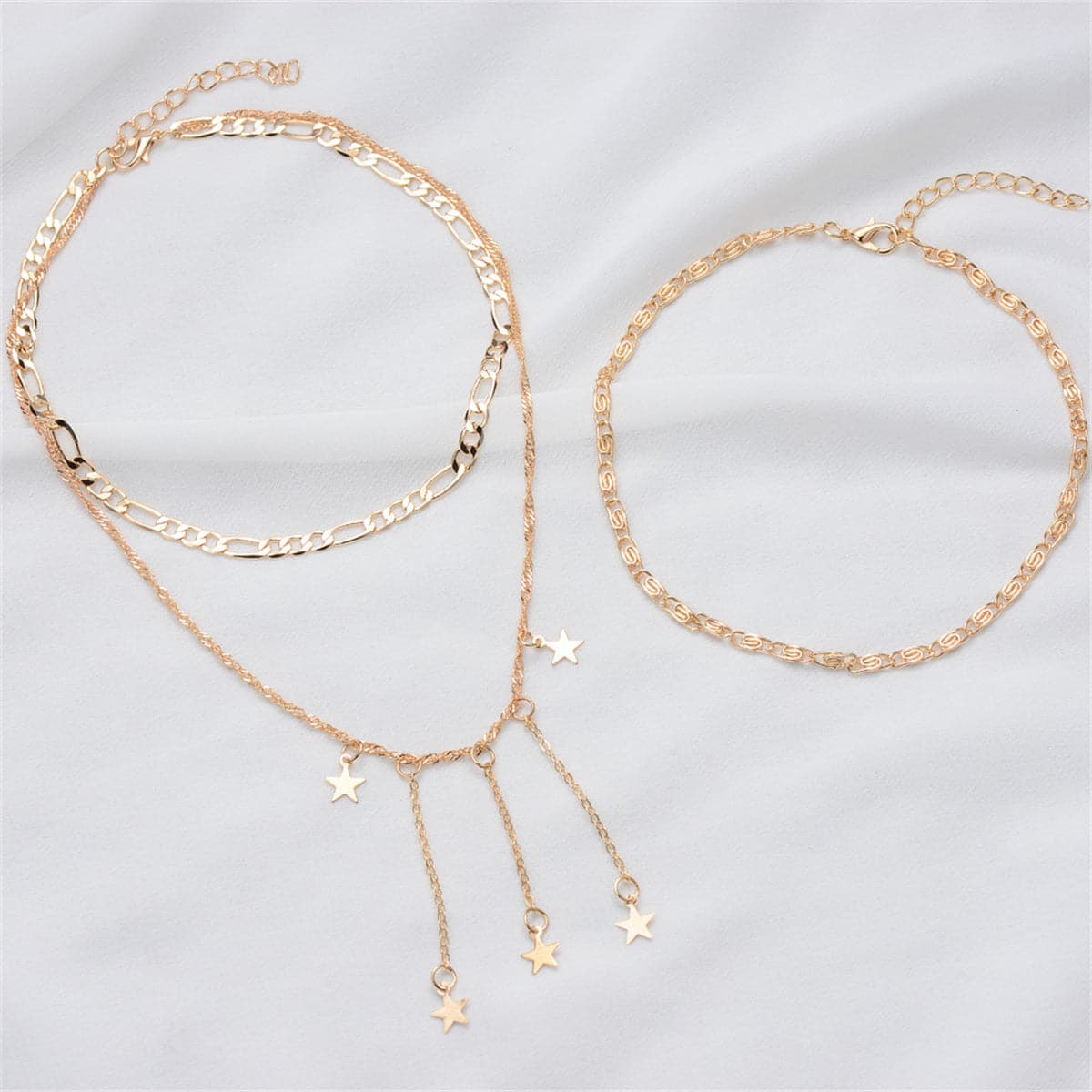 18K Gold-Plated Star Tassel Layered Pendant Necklace