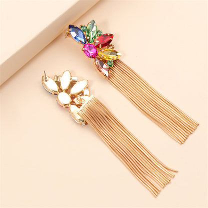 Multicolor Crystal and Cubic Zirconia 18K Gold-Plated Botany Tassel Drop Earrings, gold drop earrings for..., lifestyle look