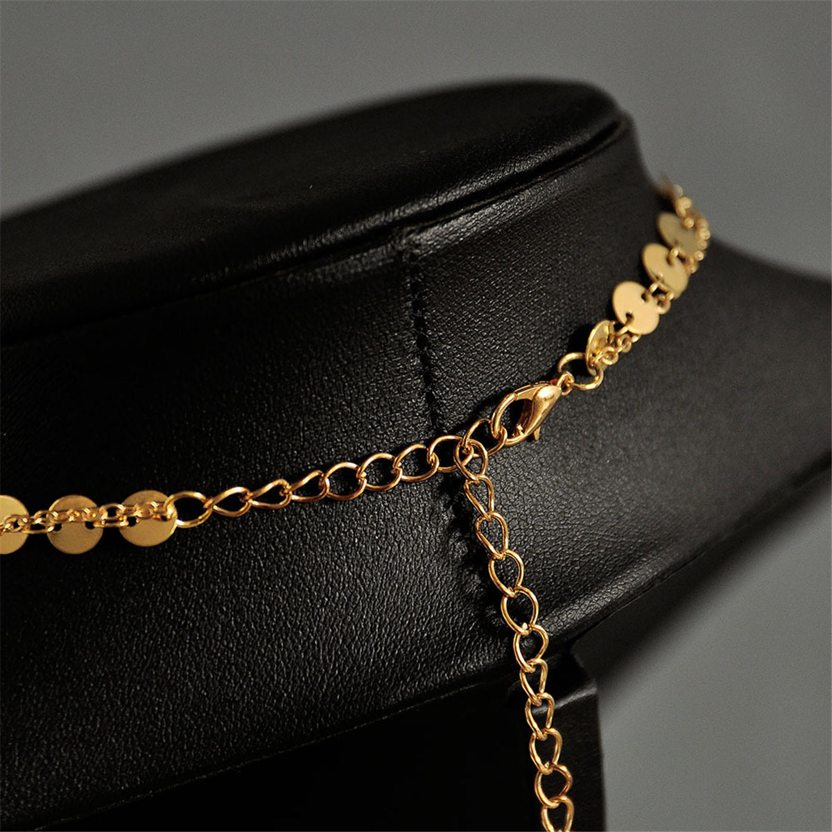 18K Gold-Plated Disc Star Layered Choker Necklace