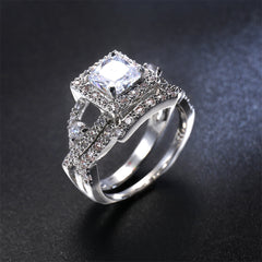 Crystal & Cubic Zirconia Openwork Princess-Cut Ring