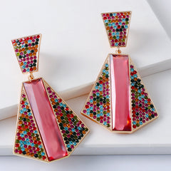 Red Crystal & Cubic Zirconia 18K Gold-Plated Abstract Drop Earrings