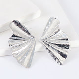 Silver-Plated Fan Stud Earrings