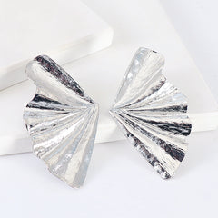 Silver-Plated Fan Stud Earrings