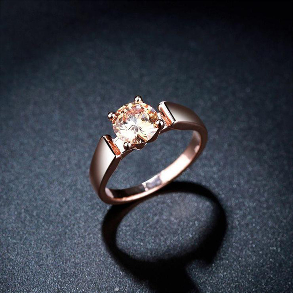 Cubic Zirconia & 18K Rose Gold-Plated Cocktail Ring
