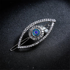 Cubic Zirconia & Silver-Plated Evil Eye Hair Clip