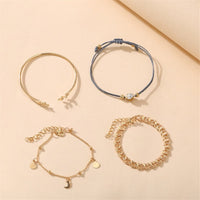 Cubic Zirconia & Goldtone Figaro Chain Bracelet Set